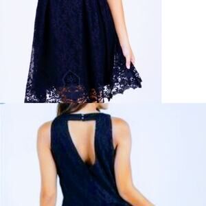 Altar'd State Blue Lace Floral Keyhole Dress L